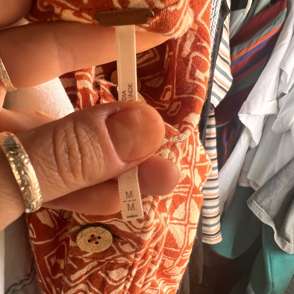 Free People Rust Orange Printed Short-Sleeve Jumpsuit - Picture 4 of 5